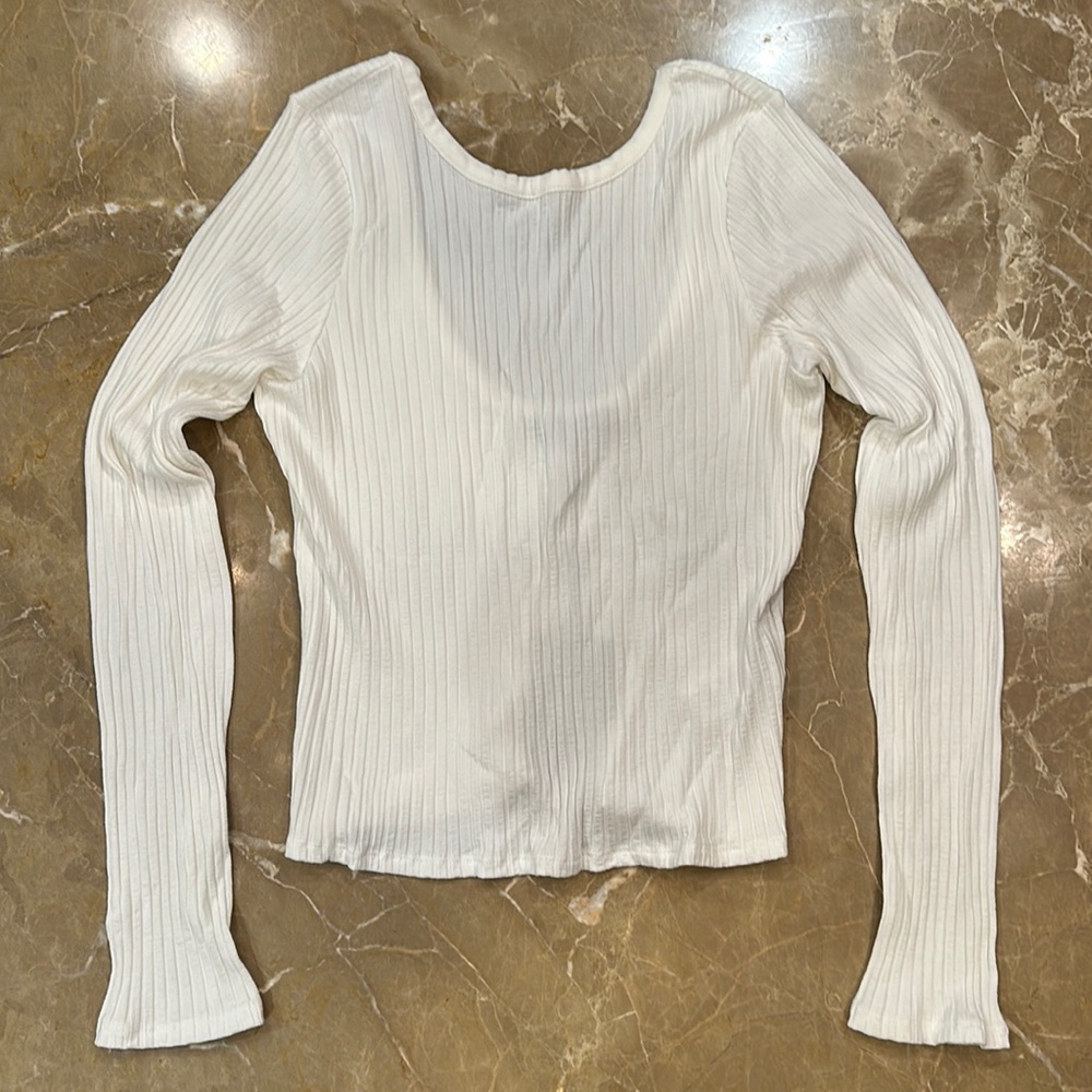 NWT David Lerner L/S low back crop top.  White Medium.
